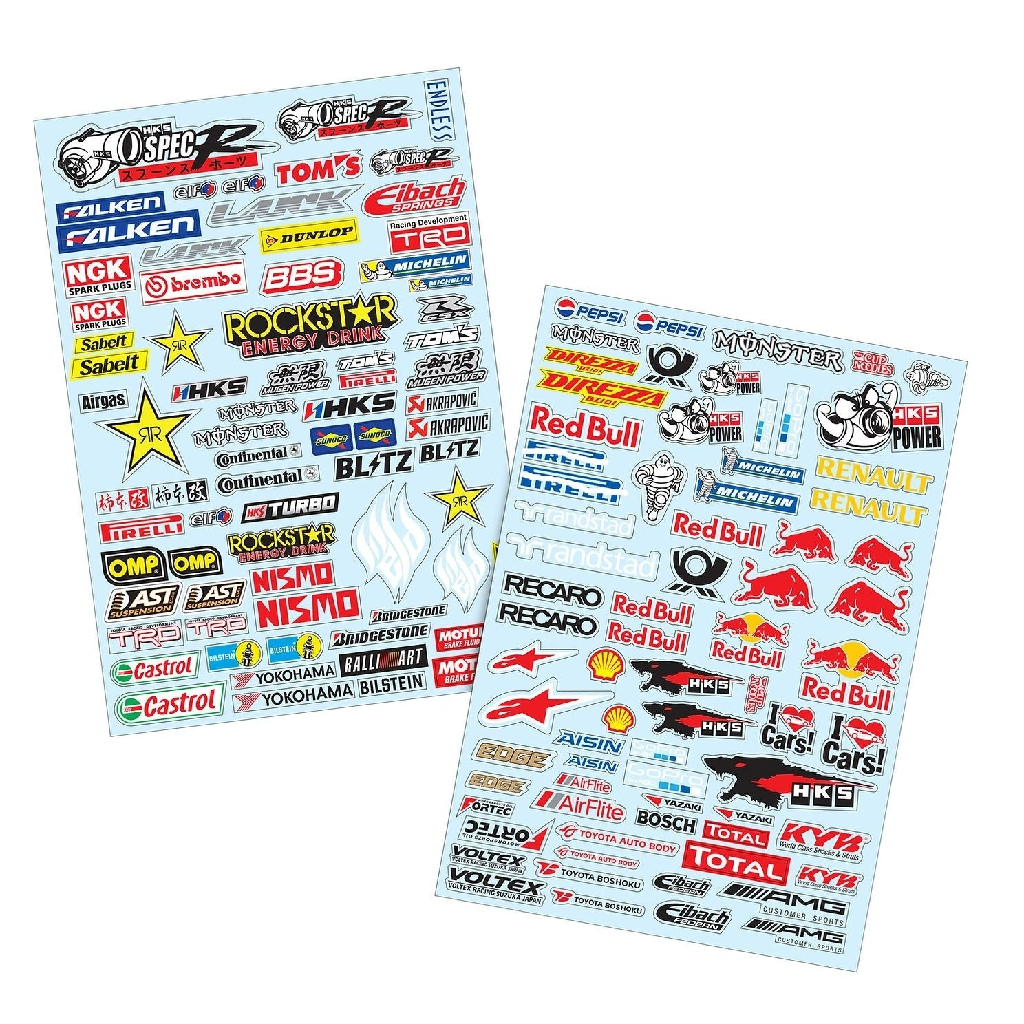 Rockstar Redbulls TT01/TT02 Sticker Set—Rev Up Your RC Car's Style! Michelin, HKS, Castrol Vibes.