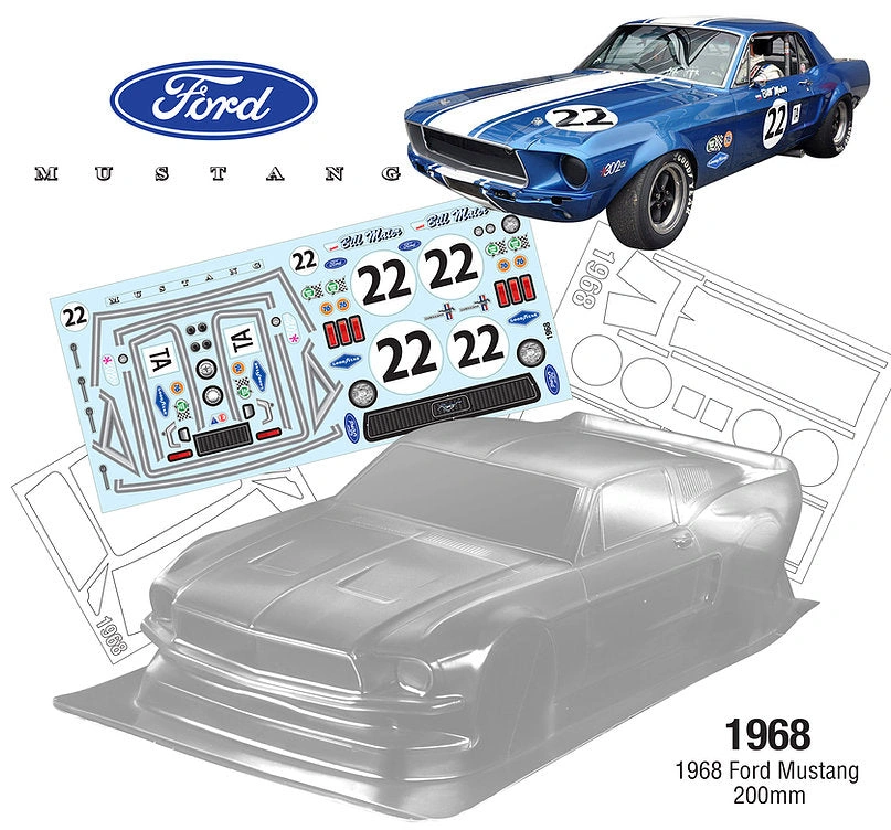 1/10 Scale 1968 Mustang - Perfect for Tamiya, HPI, & RC Racing!